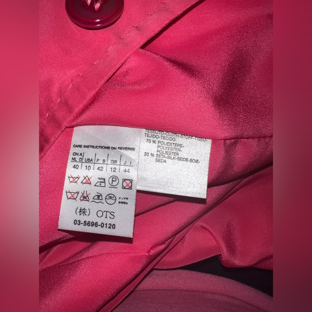 Max Mara Pink Cropped Silk Blend Jacket‎ Made In Italy Size 10 - Picture 9 of 9